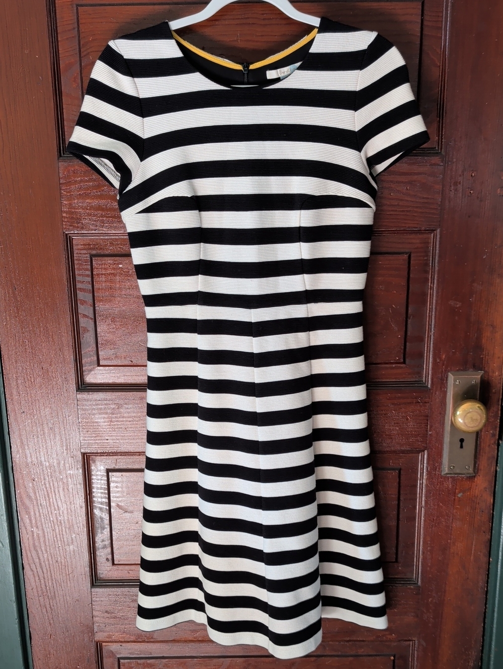 Boden Black and White Striped Midi Dress Classic Parisian Monochrome Modern